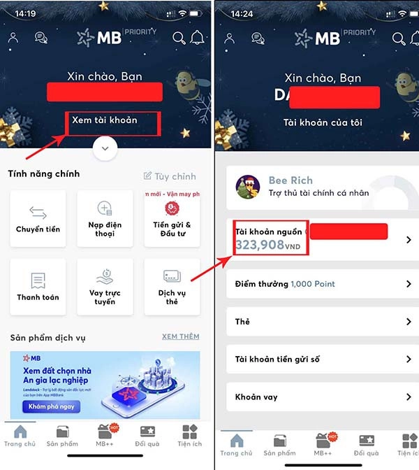 Sao kê trên ứng dụng