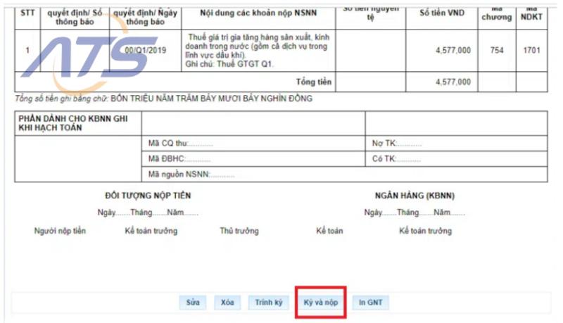 Cách tạm nộp thuế TNDN qua mạng - Ký số