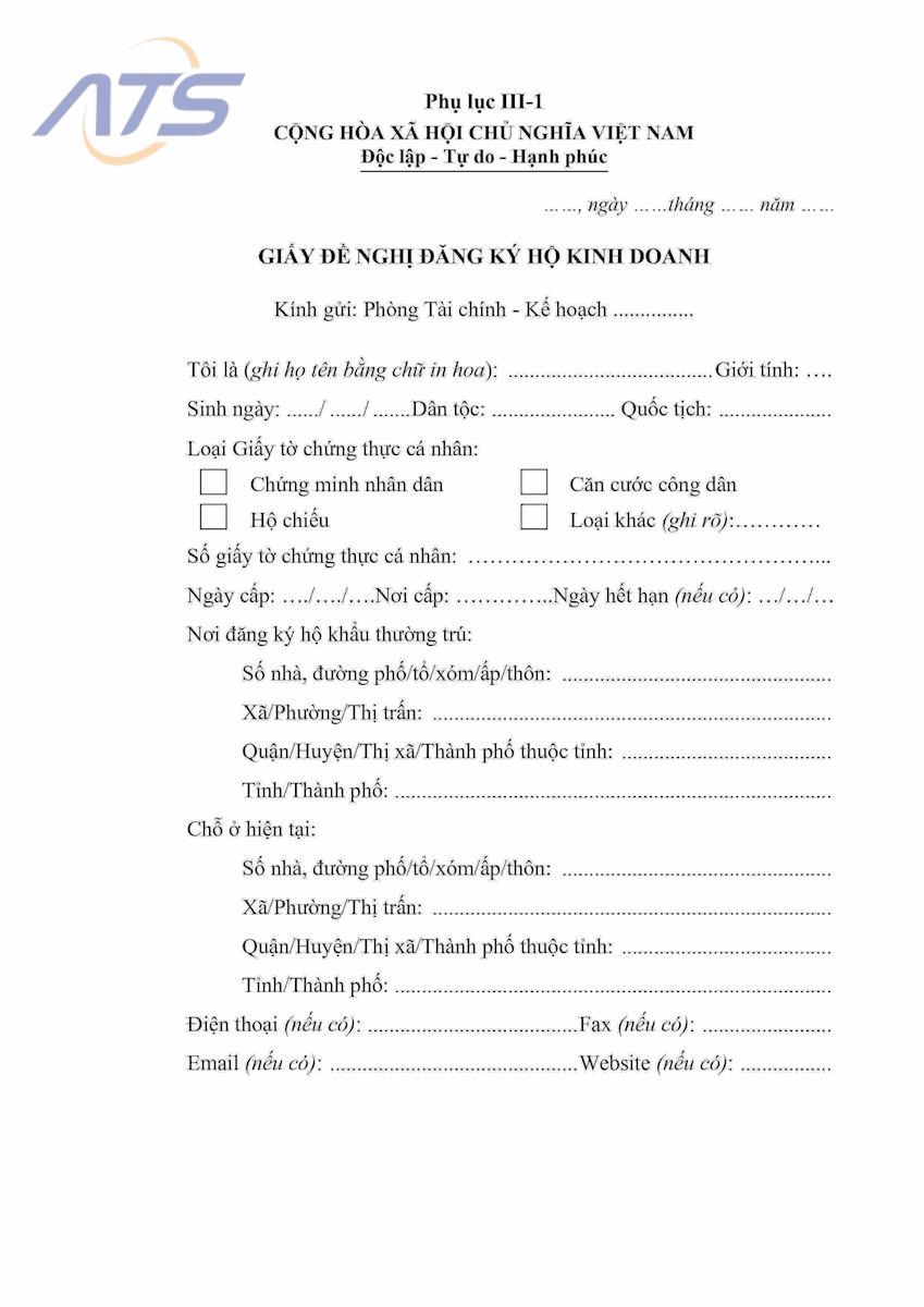 Hồ sơ thực hiện đăng ký hộ kinh doanh online