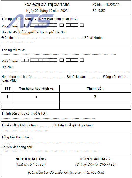 Mẫu hóa đơn bán hàng online GTGT đặc thù