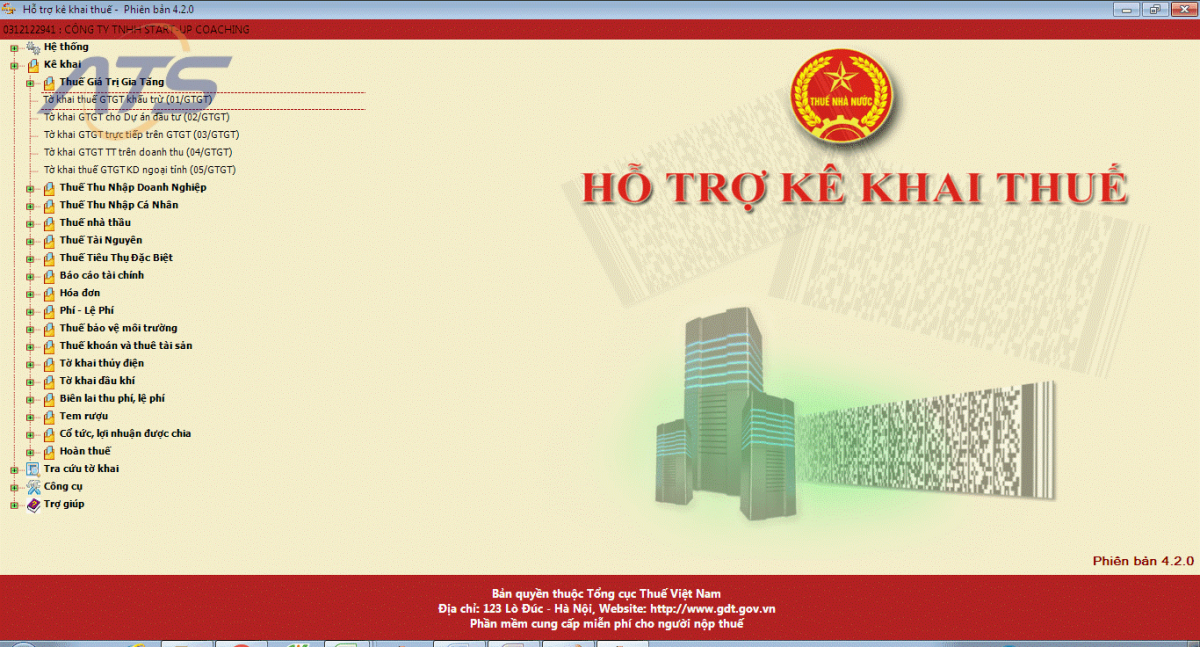 Bước 1: Đăng nhập hệ thống HTKK và khởi tạo tờ khai thuế GTGT